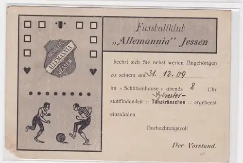 26009 AK Fussballklub "Allemannia" Jessen Einladung Silvester Tanzkränzchen 1909
