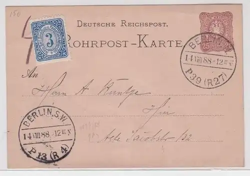 905683 Rohrpost-Karte Berlin P39 (R27) an Berlin P13 (R4) 1888