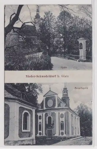 39032 AK Nieder-Schwedeldorf (Szalejów Dolny) bei Glatz - Kirche & Anna-Kapelle