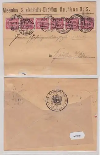 905349 Brief Strafanstalts-Direktion Beuthen Oberschlesien 1921 Mi 17
