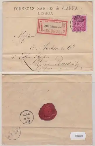 906730 Siegel R-Brief Zudruck Fonsecas, Santos & Vianna Lisboa 1893 Mi 75