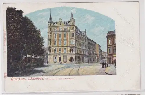 903464 Ak Gruß aus Chemnitz Blick in die Theaterstraße um 1900