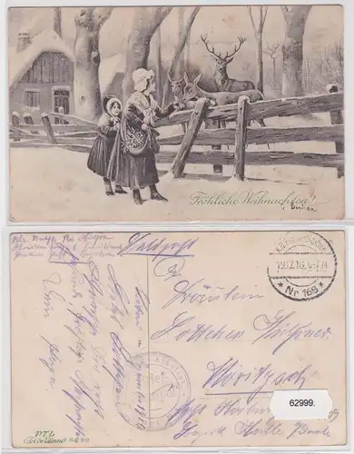 62999 Feldpost Fröhliche Weihnachten Ak  Strecken Arbeiter Trupp Nr.6, 1916
