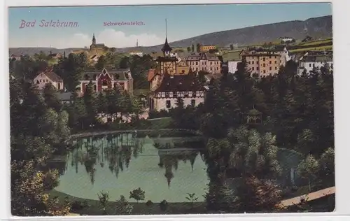 904324 Ak Bad Salzbrunn Szczawno-Zdrój - Schwedenteich um 1910