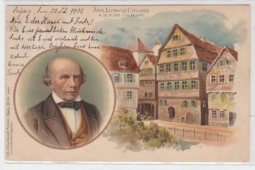902379 Ak Lithografie Tübingen Joh.Luwig Uhland Geburtshaus 1901