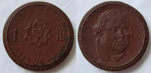 1 Mark Porzellan Münze Notgeld Eisenach Martin Luther 1521-1921 (125684)