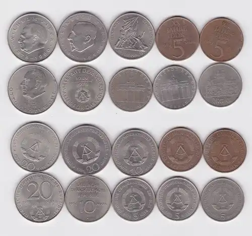 10 x DDR Gedenk Münzen 5,10 und 20 Mark Mann Grotewohl Pieck Buchenwald (155030)