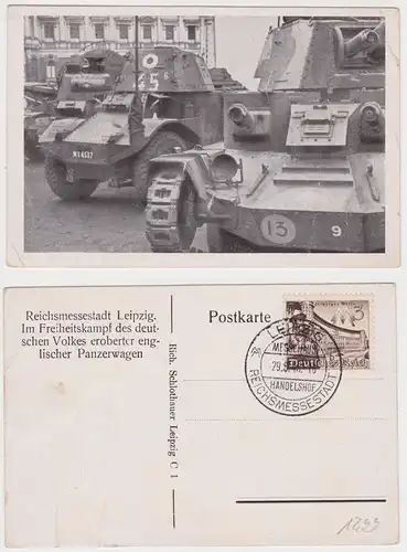 63490 Ak Reichsmessestadt Leipzig erobertes englischer Panzerwagen 1940