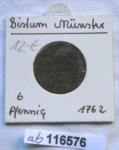 6 Pfennig Kupfer Münze Münster Domkapitel 1762 (116576)