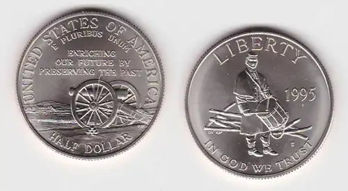 1/2 Dollar Kupfer-Nickel Münze USA Gedenkstätte Gettysburg 1995 (129476)