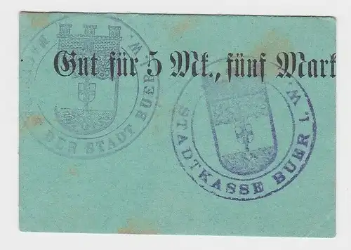 5 Mark Banknote Notgeld Stadtkasse Buer i.W. ohne Datum (132428)