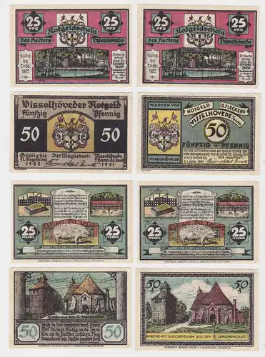 2 x 25 & 2 x 50 Pfennig Banknoten Notgeld Stadt Flecken Visselhövede (133149)