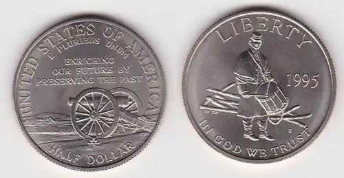 1/2 Dollar Kupfer-Nickel Münze USA Gedenkstätte Gettysburg 1995 (120469)