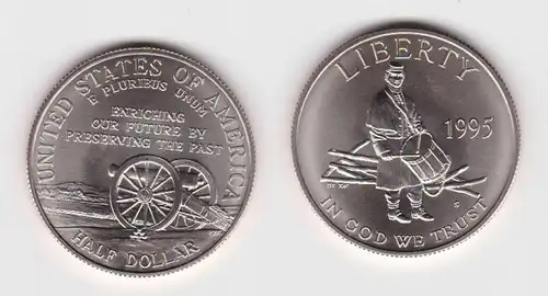 1/2 Dollar Kupfer-Nickel Münze USA Gedenkstätte Gettysburg 1995 (124007)