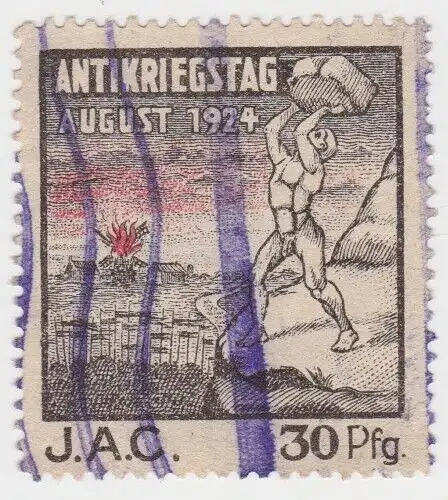 seltene kommunistische 30 Pfennig Spenden Marke Antikriegstag JAC 1924 (71043)