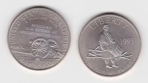 1/2 Dollar Kupfer-Nickel Münze USA Gedenkstätte Gettysburg 1995 (129143)