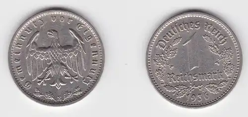 1 Mark Nickel Münze III.Reich 1936 E Jäger Nr. 354 vz (150341)