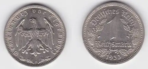 1 Mark Nickel Münze III.Reich 1933 D Jäger Nr. 354 vz (150623)