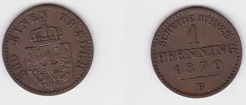 1 Pfennig Kupfer Münze Preussen 1870 B f.vz (150208)