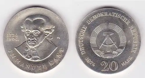 DDR Gedenk Münze 20 Mark Immanuel Kant 1974 Stempelglanz (140135)