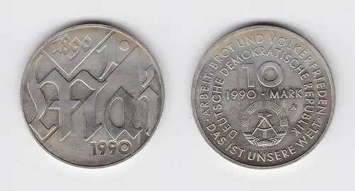DDR Gedenk Münze 10 Mark 100.Jahre 1.Mai Feiertag 1990 (148601)