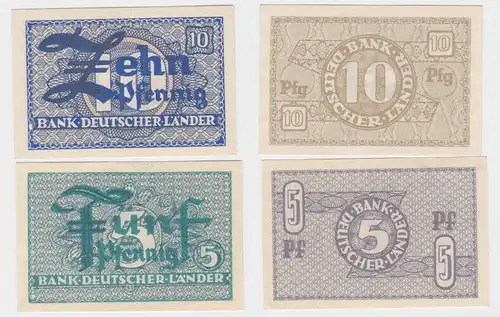 5 & 10 Pfennig Banknote Bank Deutscher Länder Rosenberg Nr. 250a & 251b (127201)