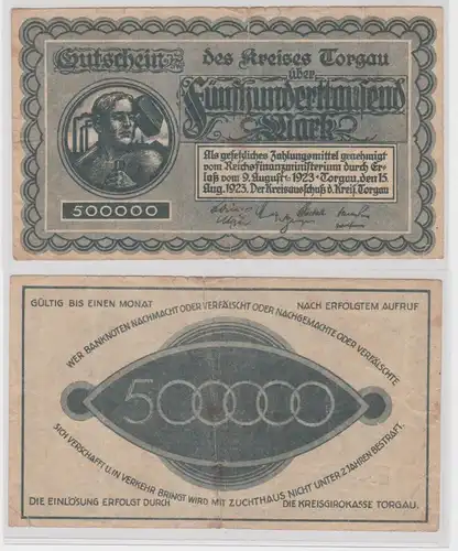 500000 Mark Banknote Kreis Torgau 9.August 1923 (137246)