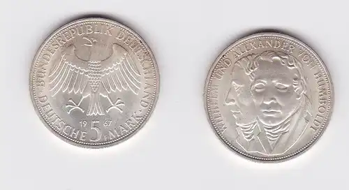 5 Mark Silber Münze Deutschland Gebrüder Humboldt 1967 F (123072)