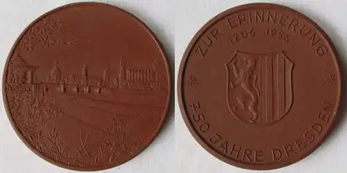 DDR Porzellan Medaille Zur Erinnerung 750 Jahre Dresden 1206-1956 (145080)