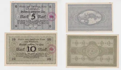 5 + 10 Mark Gutschein Banknote Stadt und Lankreis Bonn & Siegkreis (136410)