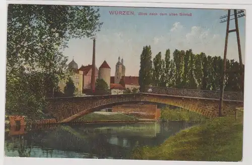 99479 AK Wurzen - Partie an der Mühlgrabenbrücke, Blick nach dem Schloß 1927