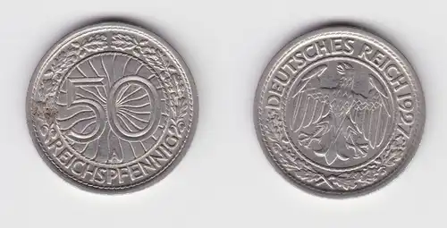 50 Pfennig Nickel Münze Weimarer Republik 1927 A ss+ (130448)