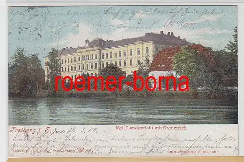 78090 Ak Freiberg i.S. Kgl. Landgericht mit Kreuzteich 1904