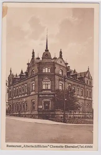 90790 AK Restaurant "Albertschlößchen" Chemnitz-Ebersdorf, Gesamtansicht um 1910