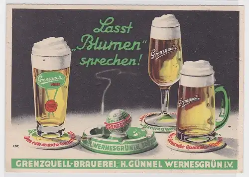 65117 Reklame Ak Grenzquell Brauerei Wernesgrün um 1940