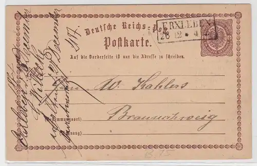 97355 DR Ganzsachen Postkarte Plattenfehler P1B15 Erxleben - Braunschweig 1874