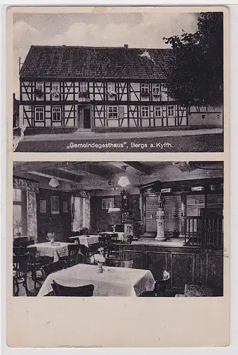 91518 AK Gemeindegasthaus Berga am Kyffhäuser - Außen & Innenansicht um 1910