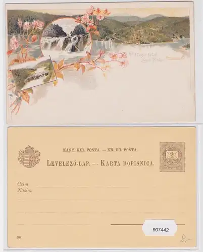 907442 Lithografie Ganzsache Ungarn- Plitviezai tavak Lacs de Plitvica 2 Kreuzer