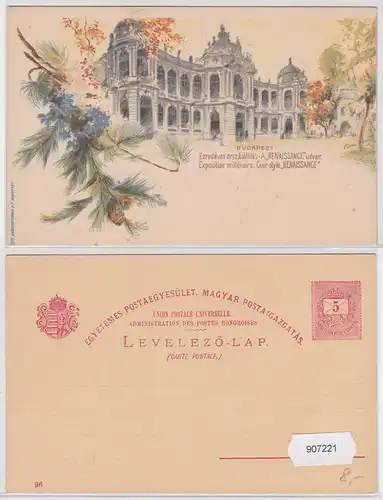 907221 Lithografie Ganzsache Ungarn - Budapest Millenniumsausstellung 1896