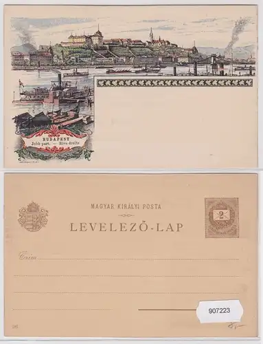 907223 Lithografie Ganzsache Ungarn - Budapest Jobb part Rive droite 2 Kreuzer