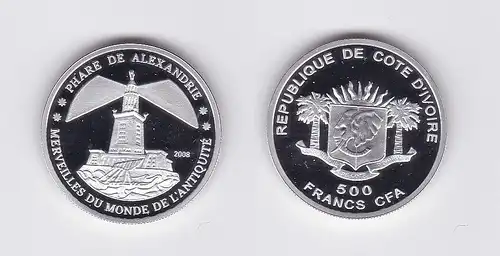 500 Francs Silbermünze Elfenbeinküste Cote D´Ivoire 2008 (118373)