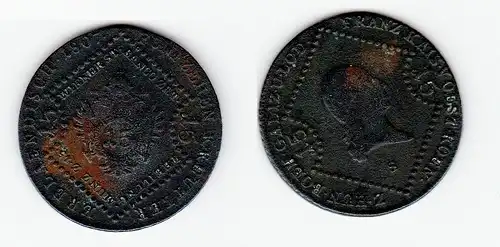 15 Kreuzer Kupfer Münze Österreich 1807 S (129768)