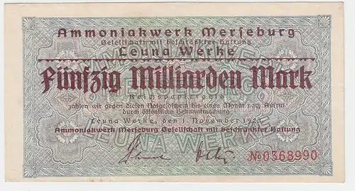 50 Milliarden Mark 1923 Banknote Ammoniakwerk Merseburg Leuna Werke (100388)