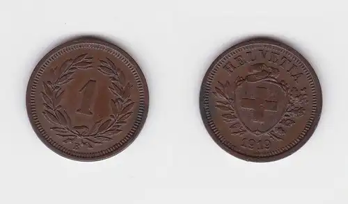 1 Rappen Kupfer Münze Schweiz 1919 B vz (141743)
