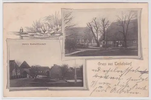 901614 Mehrbild Ak Gruß aus Techelsdorf Horns Gastwirtschaft 1904