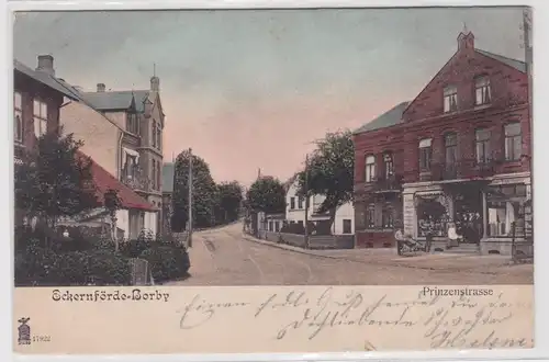 901744 Ak Eckernförde Borby Prinzenstrasse mit Geschäft 1904