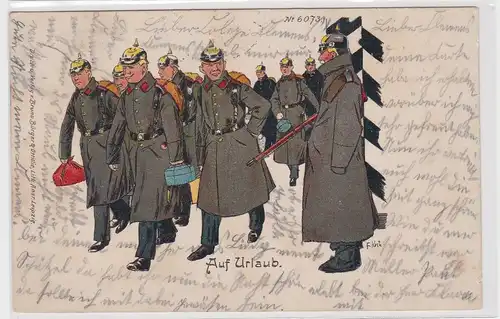 43076 Künstler AK Bruno Bürger Leipzig No. 6073 Soldaten auf Urlaub 1901