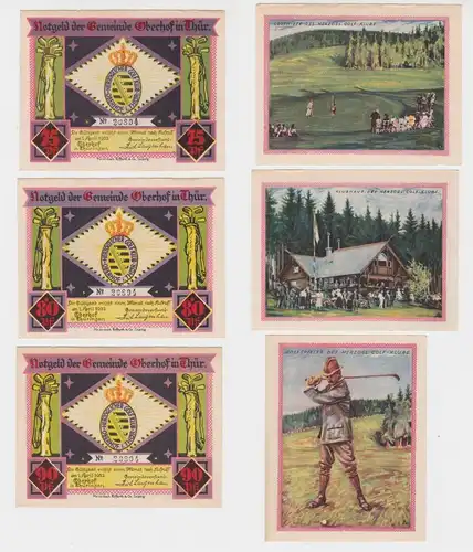 75 - 90 Pfennig Banknoten Notgeld Gemeinde Oberhof Golfklub-Serie 1922 (137586)
