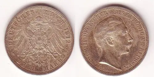 3 Mark Silbermünze Preussen Kaiser Wilhelm II 1912 Jäger 103  (109553)