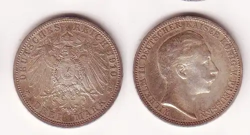 3 Mark Silbermünze Preussen Kaiser Wilhelm II 1910 Jäger 103  (109616)